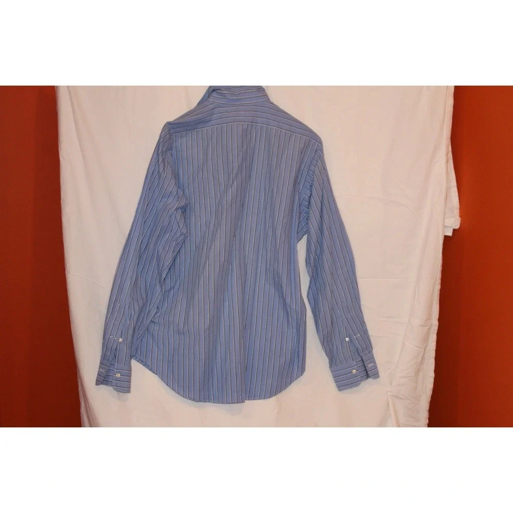 Polo Ralph Lauren Estate Mens Blue White Striped Dress Shirt 15.5 34/35 Cotton